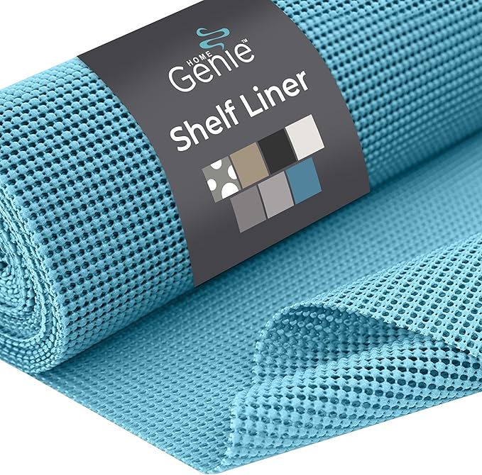 HOME GENIE Shelf Drawer and Cabinet Liner, Durable with Strong Grip, 20 in x 20 FT, Non Adhesive Liners Protect Kitchen Cabinets and Cupboard, Pantry, Bathroom Drawers and Shelves, Desks, Teal by HomeGenie