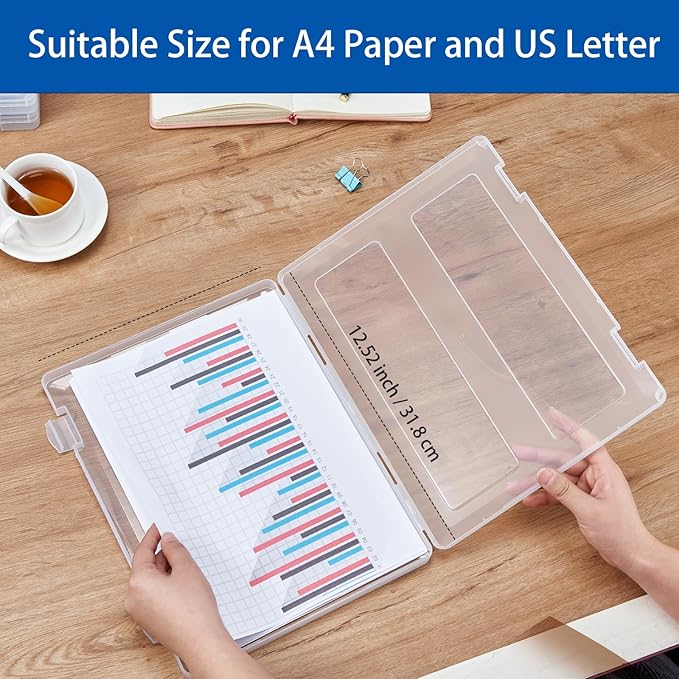 6 Pack A4 Paper Storage Box, 8.5 x 11 Project Case for US letter, Thick Scrapbook Storage Box Craft Storage Box Art Supplies Storage and Organization, Board Game Storage and Organizers - Image 3