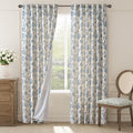 jinchan Lined Linen Floral Curtains for Living Room, 84 Inch Length Printed Flower Farmhouse Patterned French Country Back Tab Blue Window Drapes Set Privacy Bedroom Curtains, 2 Panels by JINCHAN