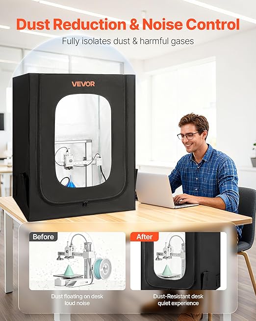 VEVOR 3D Printer Enclosure, Dustproof Waterproof Large Oxford Cloth 3D Printer Tent, Constant Temperature Protective Case with LED Lighting, Compatible with Creality/ELEGOO/Anycubic Popular Models - Image 5