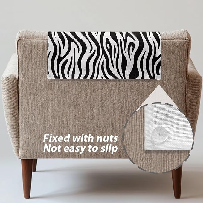 Zebra Head Protector for Recliner Non-Slip Headrest Headrest Cover Wear Resistant Fitted Furniture Protector Machine Washable - Image 5