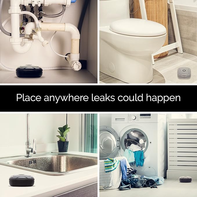 4 Pack Water Leak Detector - 95 dB Flood Detection Alarm Sensor for Bathrooms, Basements, Laundry Rooms, Garages, Attics and Kitchens by Mindful Design (Grey) - Image 5