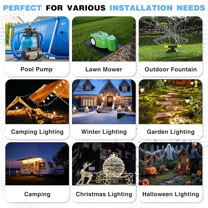 Flemoon [9 Pack] Outdoor Extension Cord Safety Cover, IPX4 Waterproof Connection Protector, Weatherproof Electrical Box for Outdoor Plug, Outlet, Holiday Light, Christmas Decorations, Black - Image 9