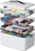 CTIME 4-Tier XL Medicine Organizer - Portable Medicine Cabinet with Leather Handle, Empty First Aid Kit for Home Organization Must, School, Dormitory, Travel, RV, Dorm, Ideal Elderly Gift by CTIME