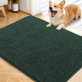 OLANLY Dog Door Mat for Muddy Paws 40x32, Absorbs Moisture and Dirt, Absorbent Non-Slip Washable Doormat, Quick Dry Chenille Mud Mat, Entry Indoor Entryway Carpet for Inside Floor, Blackish Green by OLANLY