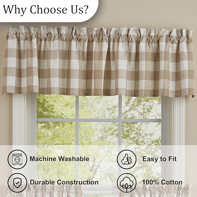Park Designs Natural Buffalo Check Valance 14" L - Image 5