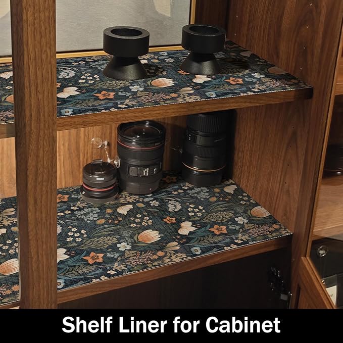 Vintage Floral Non-Slip Shelf Liner, 16IN x 10FT Non-Adhesive and Strong Non-Slip Floral Shelf Cabinet Drawer Liners for Kitchen, Waterproof Cupboard Liners,Easy to Clean,Dark Green - Image 4