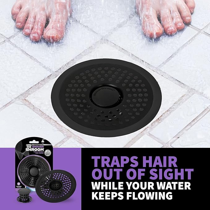 ShowerShroom Ultra Matte Black Hair Catcher, Stainless Steel Drain Protector, Fits All Shower Drains - Image 4