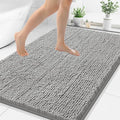 Smiry Luxury Chenille Bathroom Rugs 50x30, Extra Soft and Absorbent Shaggy Bath Mat, Machine Washable, Non-Slip Plush Carpet Runner for Tub, Shower, and Floor, Home Decor Accessories, Light Grey by Smiry