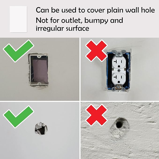 Rubber Bond Self-Adhesive Rubber Wall Outlet Cover Plate 5 Pack - Easy to Apply Peel & Stick Drywall Hole Patch - 5x3 Inch Screwless Blank Wall Plate Cover - Premium Rubber Wall Hole Cover (White) - Image 7