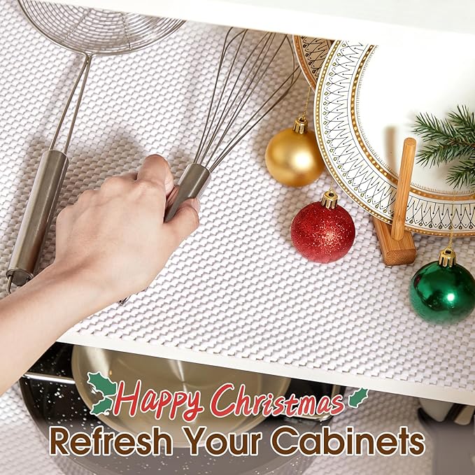 Shelf Liner for Kitchen Cabinet, Drawer Liners Non Slip Non Adhesive Thick Mat, Breathable Dresser Pantry Bathroom Protector, White, 24" x 240" - Image 3