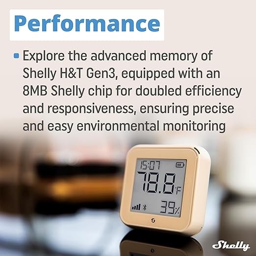 Shelly H&T Gen3 Mocha | Wi-Fi and Bluetooth Smart Temperature & Humidity Sensor with Remote App Control & Monitoring | Smart Scenes | Notification Alerts | LCD Display | Free Data Storage Export - Image 5
