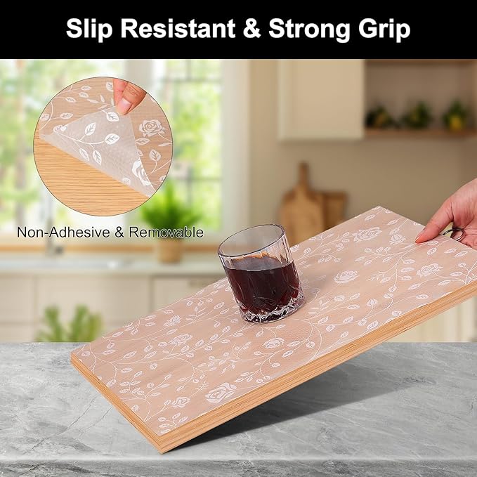 Cooyes Shelf Liner – Premium Non-Adhesive Cabinet & Drawer Liner for Kitchen – Waterproof Shelf Paper with Modern Pattern – Durable EVA Cabinet Mat – Easy to Cut （17.5" W x 78.7" L） - Image 2