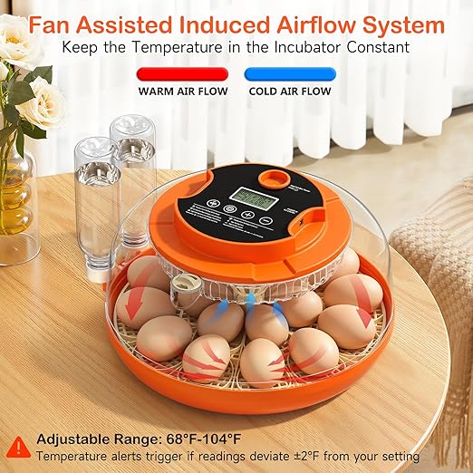 18 Egg Incubator for Chicken Eggs, Automatic Egg Turning and Humidity Control Incubator for Hatching Eggs Chicken Duck Quail Goose Peacock Turkey for Home Classroom Lab - Image 4