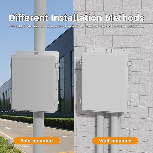 Joinfworld Vented Outdoor Electrical Box Waterproof Nema Enclosure 16x11x6 Plastic WiFi Box with Stainless Steel Buckle Fan Vented Dust Screen - Image 6