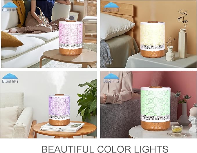 BlueHills 2500 ML Humidifier with Essential Oil Diffuser Combo Aroma Home Décor Design for Large Bed Bath Kids Baby Living Rooms Big Capacity LED Lights Scent Ultrasonic Cool Mist Wood Grain F006 - Image 8