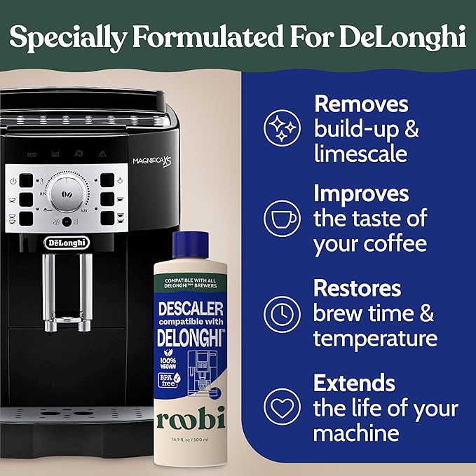 DeLonghi Compatible Descaling Solution. Clean & Descale your DeLonghi Coffee Maker. Single Bottle. Eco-Friendly Concentrated Formula. Carbon Neutral Cleaner Descaler Solution - Image 3