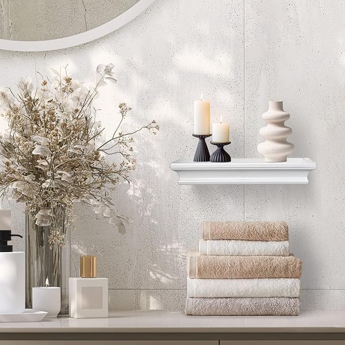 AHDECOR White Floating Shelves Wall Mounted, Deeper Wall Storage Shelf for Home Décor, Super Sturdy, Easy to Install, 12” Wide, 7.75” Deep - Image 2