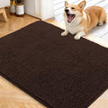OLANLY Dog Door Mat for Muddy Paws 40x32, Absorbs Moisture and Dirt, Absorbent Non-Slip Washable Doormat, Quick Dry Chenille Mud Mat for Dogs, Entry Indoor Entryway Carpet for Inside Floor, Brown by OLANLY