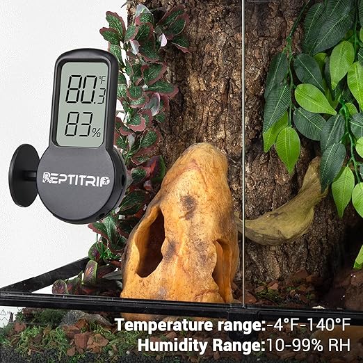 Reptile Thermometer, Hygrometer for Reptile Tank, Hygrometer Thermometer with Digital LCD Display, Support for Fahrenheit and Celsius, with Two Batteries - Image 2