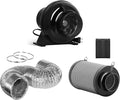 iPower 4 Inch 195 CFM Inline Fan Circulation Vent Blower, Upgrade 4" Air Carbon Filter with Prefilter and 8 Feet Aluminum Ducting, for Grow Tent Hydroponics Ventilation by iPower