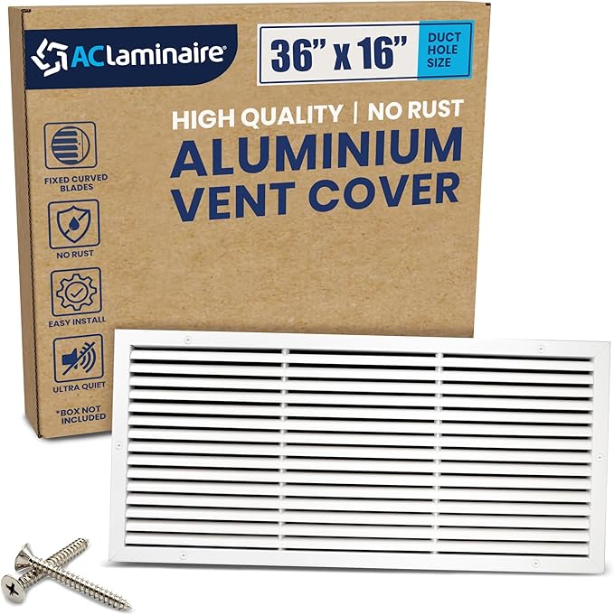 36x16 Inch (Duct Opening) Air Return Vent Cover Decorative – Premium Aluminum AC Vent Cover for Ceiling & Wall, Rustproof Grille, Ideal for Home HVAC Grille, Durable & Easy to Install by ACLAMINAIRE by LAMINAIRE