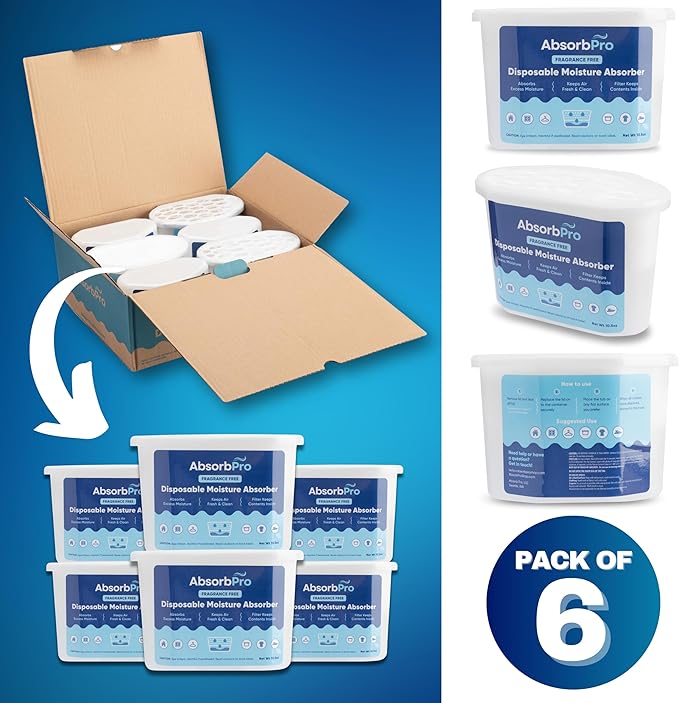 Moisture Absorber Tub Fragrance Free - 6-Pack - 10.5 oz Unscented Disposable Odor Eliminator Box & Dehumidifier for Garage, Home, Kitchen, Bedroom, Bathroom, Closet, Cars, and Boats - Image 7