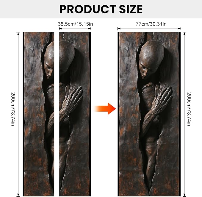 3D Door Stickers, Peel and Stick Vinyl Wallpaper, Self-Adhesive Mural for Home Decor 30.3" W x 78.7" H - Image 3