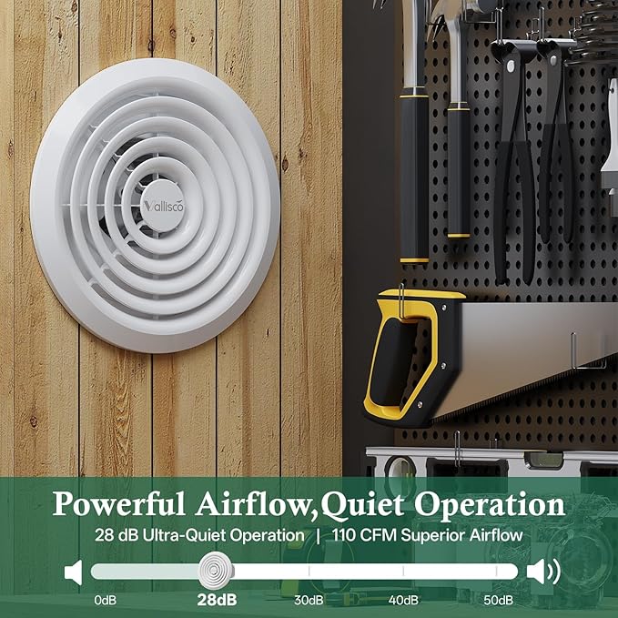 Bathroom Exhaust Fan 8", White Quiet Ceiling Exhaust Fan 110 CFM, 1.0 Sones Ideal Ventilation for Bathroom, Kitchen, RV, Mobile Home, Garage (110V) - Image 3
