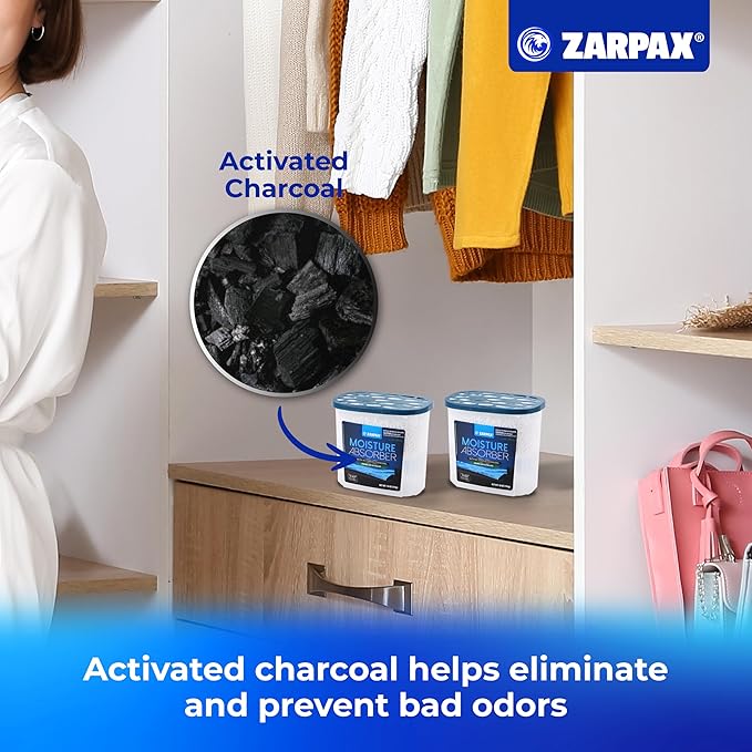 Moisture Absorber Activated Charcoal 18 oz/510g | Removes Moisture, Damp, Humidity & Odors | Odor Absorber | Moisture Trap for Bathroom, Closet, Kitchen & Small Spaces | Set of 6 - Image 5
