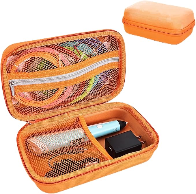 Case Compatible with 3Doodler Start+ Essentials for 3D Pen Set for Kids, Carrying Holder Fit for Printing Pens, Storage Organizer for Printing Filament Refill, Micro-USB Charger (3D-04A-Orange) by TATAVR