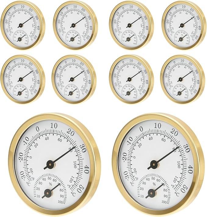 TEAMWILL Mini Analog Thermometer Hygrometer Humidity Meter Room Indoor Temperature, 2 in 1 Indoor Outdoor Temperature Humidity Monitor Gauge (10) by Unknown