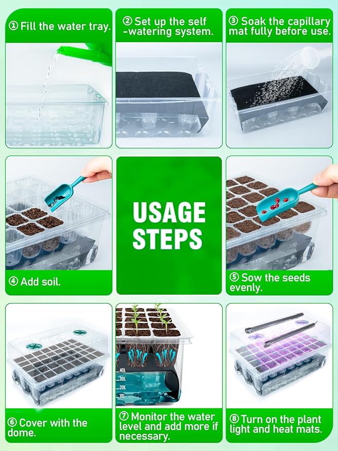 Self-Watering Seed Starter Tray with Grow Light, 80-Cell Plant Starter Trays Seed Starter Kit, Seed Starter Tray for Seed Starting, Plant Germination & Seedling Growing, 2 Pack - Image 4