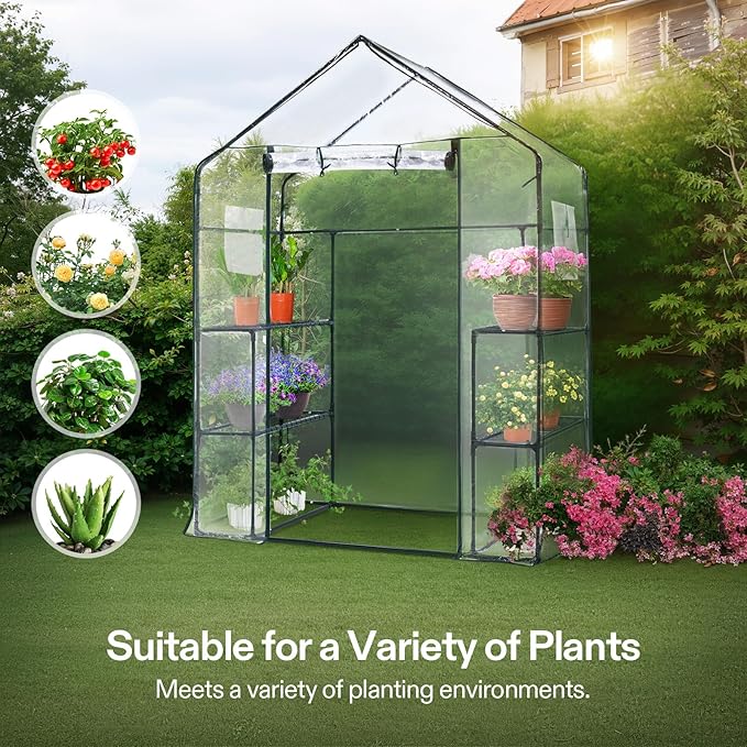 VIVOSUN Transparent 57 x 29 x 77-Inch Mini Walk-in Green House with Windows and Anchors, Plant Garden Hot House - Image 7