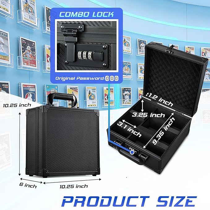 Card Storage Box for 3" x 4" 35pt Toploaders, Sports Cards Case with Lock, Trading Card Storage Box Holds 390 Top Loaders or 99 Magnetic Holders, Card Collection Box for Collectors - Image 3