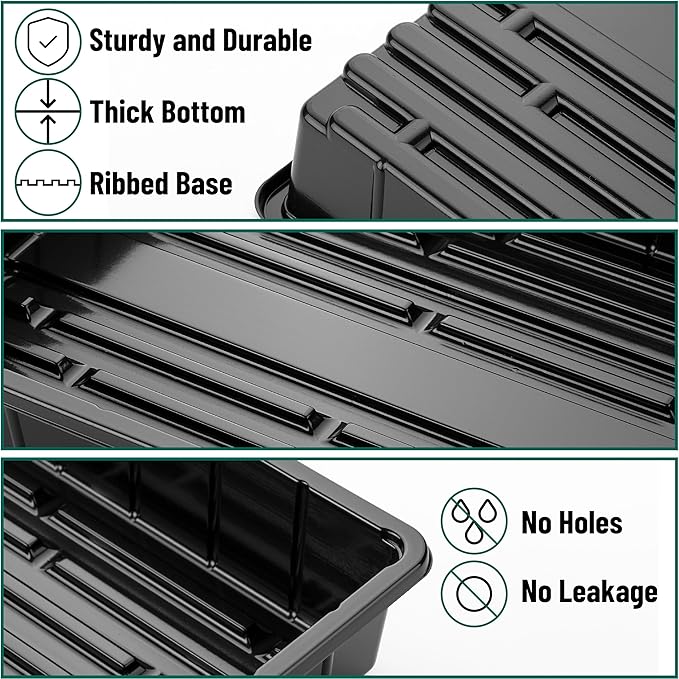 Mr. Pen- Plastic Growing Trays, 10 Pack, Black, 17”x10”, Plant Tray, Seed Tray, Seedling Tray, Propagation Tray, Plant Trays for Seedlings, Seedling Starter Trays, Microgreens Growing Trays - Image 4
