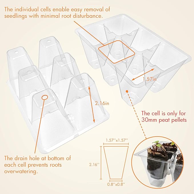 Gardzen 10 Pack Seed Starting Tray, Plant Germination Trays, Seed Starter Kit with Adjustable Humidity Vented Dome, Plant Growing Kit 6.6" x 4.5", Total 120-Cell, Clear - Image 6