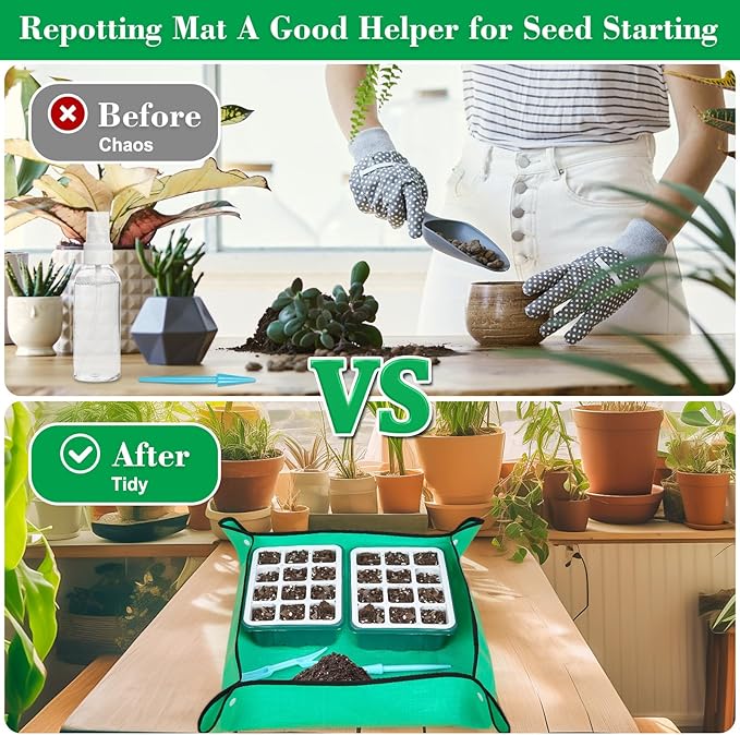 Reusable Silicone Seed Starter Tray, 96 Cells Seed Starter Kit with Humidity Adjustable Dome and Lid, 8 Packs Plant Germination Trays with Repotting Mat Germination Kit for Seeds Grow Starting - Image 7