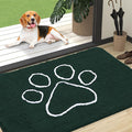 OLANLY Dog Door Mat for Muddy Paws 47x32, Paw Print Design, Absorbs Moisture and Dirt, Absorbent Non-Slip Washable Doormat, Quick Dry Chenille Mud Mat, Entry Indoor Entryway Carpet, Blackish Green by OLANLY