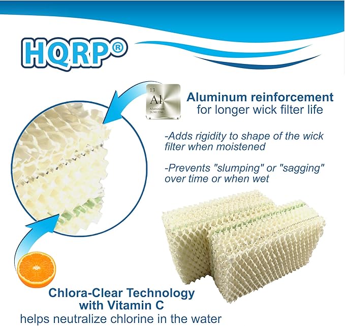HQRP 2-Pack Wick Filter Compatible with Emerson Kenmore HDC-1 HDC1 14910 32-14910 fits HD07W HD08W HD12W HD12W1 HD6000 HD8000 29960 29970 Series Console Humidifiers - Image 4