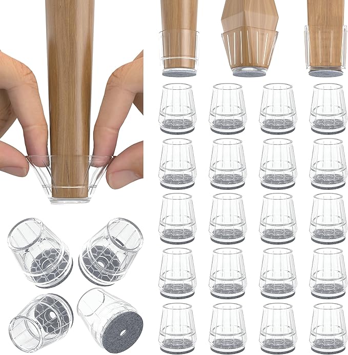 24PCS Extra Small Silicone Chair Leg Floor Protectors for Hardwood Floors, Thicken Rubber Chair Leg Cap Covers, Non Slip Furniture Leg Pads to Protect Wood Tile Floors from Scratches and Reduce Noise by Violibar