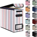 BALEINE File Organizer Box with Lid, Collapsible File Folder Organizer with Plastic Slide, Hanging File Folder Box for Office Document Storage (1 Pack, Color Stripe, S) by BALEINE