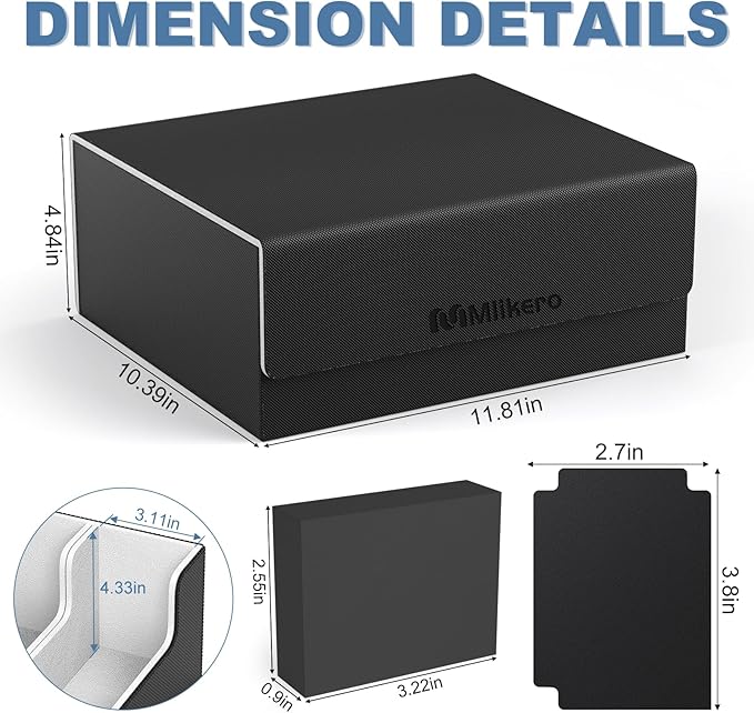 Mlikero Card Deck Case for Trading Cards 1800+, Trading Card Storage Box Fits Toploader and Magnetic Card Holder, Leather Magnetic Closure Deck Box Fit for MTG, TCG - Image 5