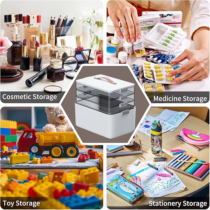 CTIME 4-Tier XL Medicine Organizer with Leather Handle - Portable Pill Case & Empty First Aid Kit for Home, Travel, RV, School, Dorm | Ideal Elderly Gift - Image 8