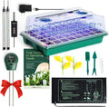 Seed Starter Kit with Grow Lights & Heat Mat – 40-Cell Seed Starter Tray, Humidity Dome, Soil Moisture Meter & Sticky Gnat Traps – Indoor Greenhouse & Plant Propagation Station by GROWFRIEND