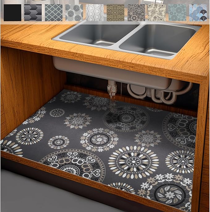 AiBOB Waterproof Under Sink Mat, Absorbent Quick Dry Sink Liners Protect Cabinets, Durable Shelf Liners, Slip Resistant and Non-Adhesive, 24X36, Multi by AiBOBGoodValueChairmatforFloorProtection