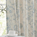 jinchan Linen Blend Curtain Floral Curtains for Living Room 84 Inch Length Blue Printed Curtain Rod Pocket Back Tab Farmhouse Peony Flower Patterned Drapes Bedroom Window Curtains Set 2 Panels by JINCHAN