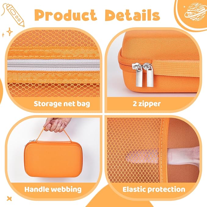 Case Compatible with 3Doodler Start+ Essentials for 3D Pen Set for Kids, Carrying Holder Fit for Printing Pens, Storage Organizer for Printing Filament Refill, Micro-USB Charger (3D-04B-Orange) - Image 3