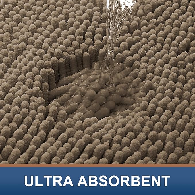 Smiry Luxury Chenille Round 24x24, Extra Soft and Absorbent Shaggy Bathroom Mat Rugs, Machine Washable, Non-Slip Plush Carpet for Tub, Shower, and Bath Room, Camel - Image 4
