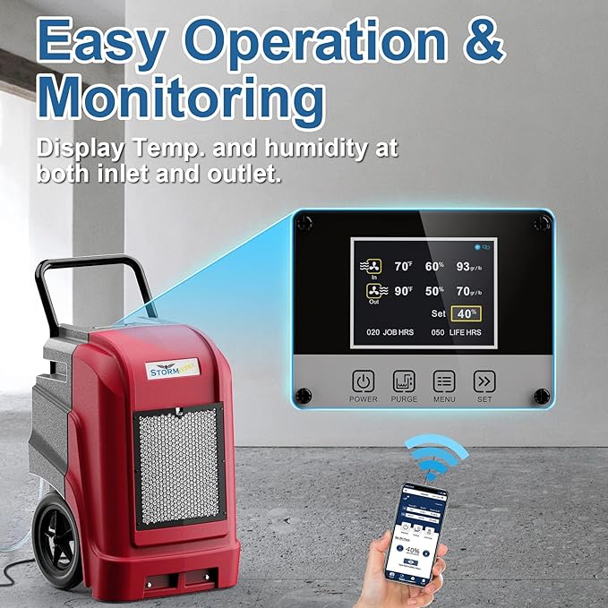 ALORAIR 190 Pints LGR Commercial Dehumidifier with Pump & Drain Hose, up to 2,600 Sq.Ft Industrial Dehumidifiers for Home, Water Damage Restore, Basements, Job Sites, 5 Years Limited Warranty - Image 3